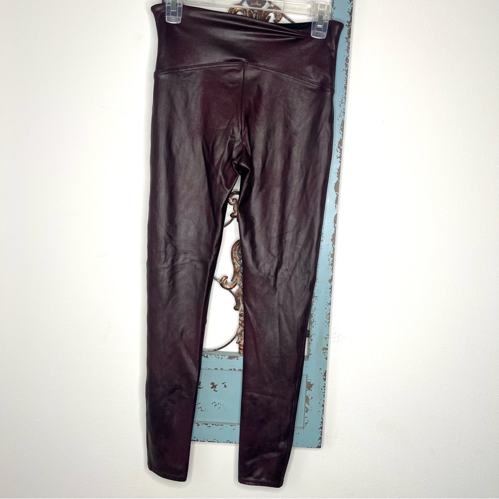 Spanx Faux Leather Maroon Pull-on Legging - Picture 2 of 11